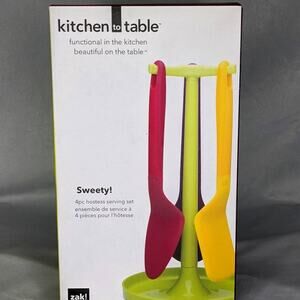 Home Kitchen Plastic 4 Piece Hosting Cooking Utensil Set Red